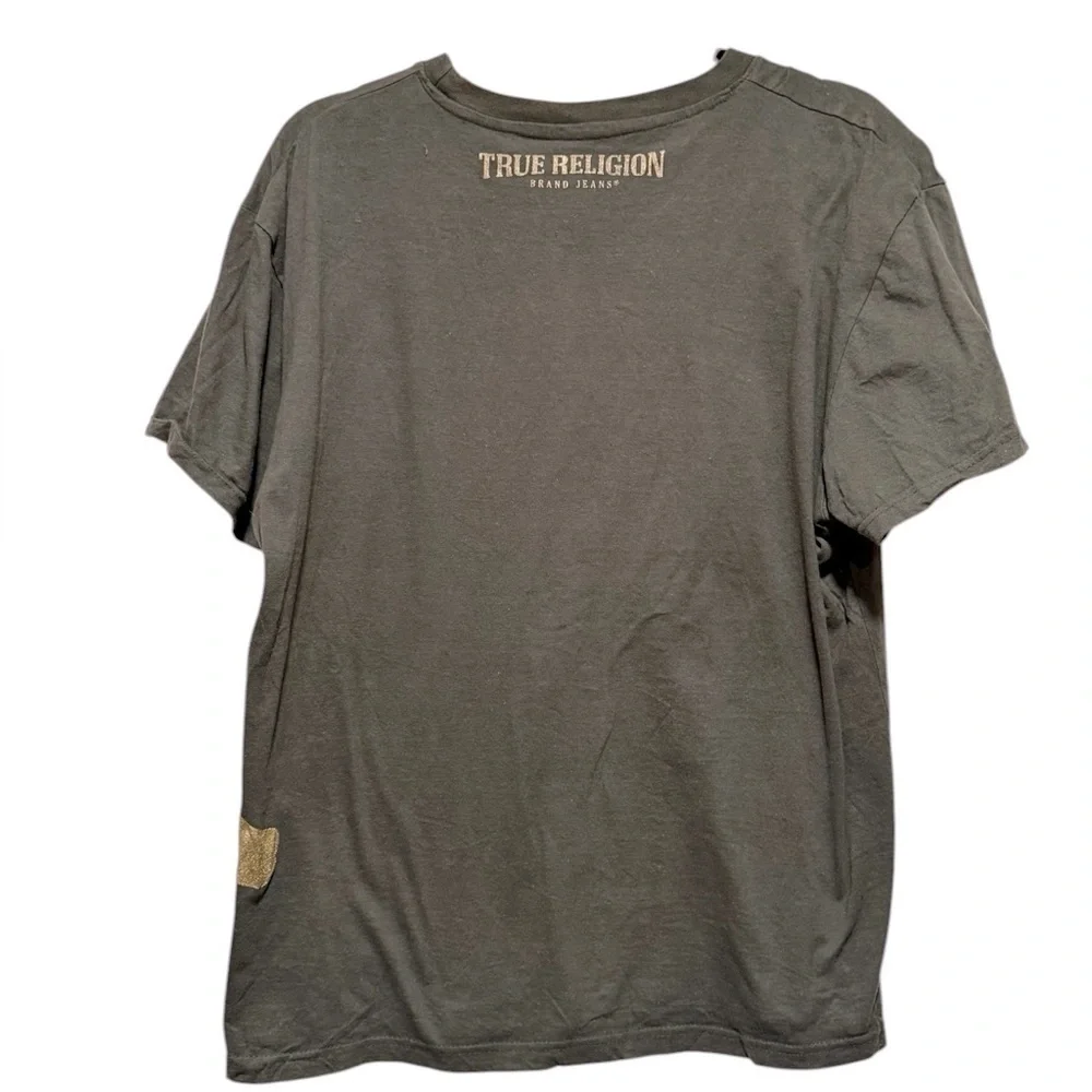 True Religion Mens Horseshoe Logo Short Sleeve Tee Olive Green T-Shirt sz Large